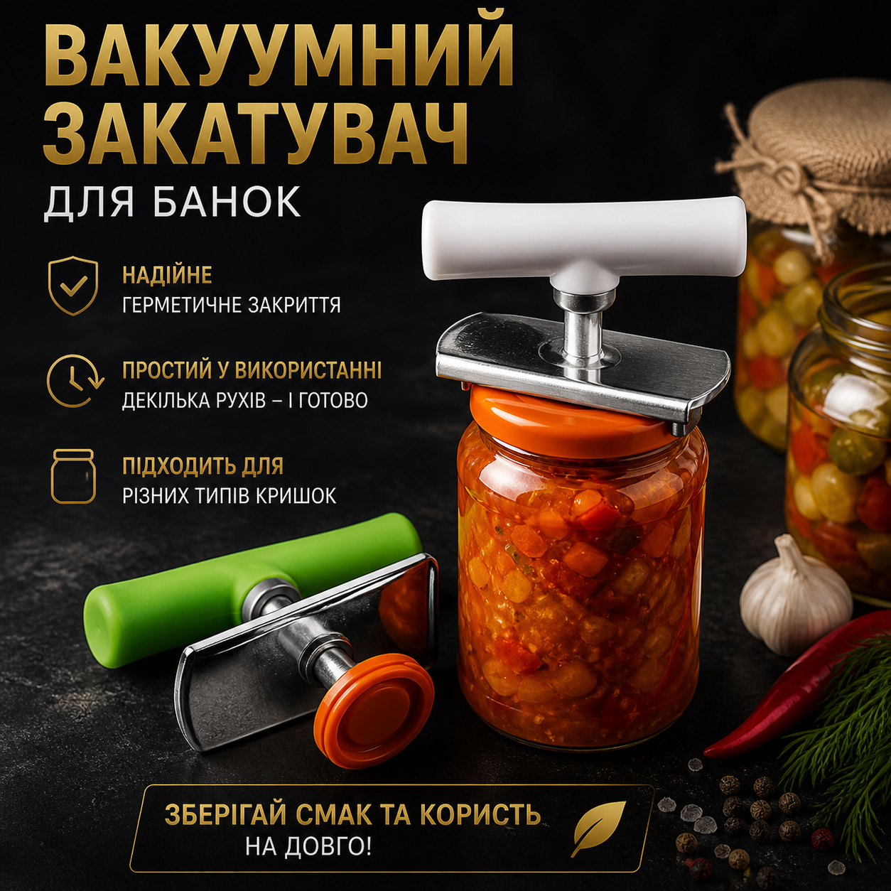 Ручний вакуумний закатувач для банок