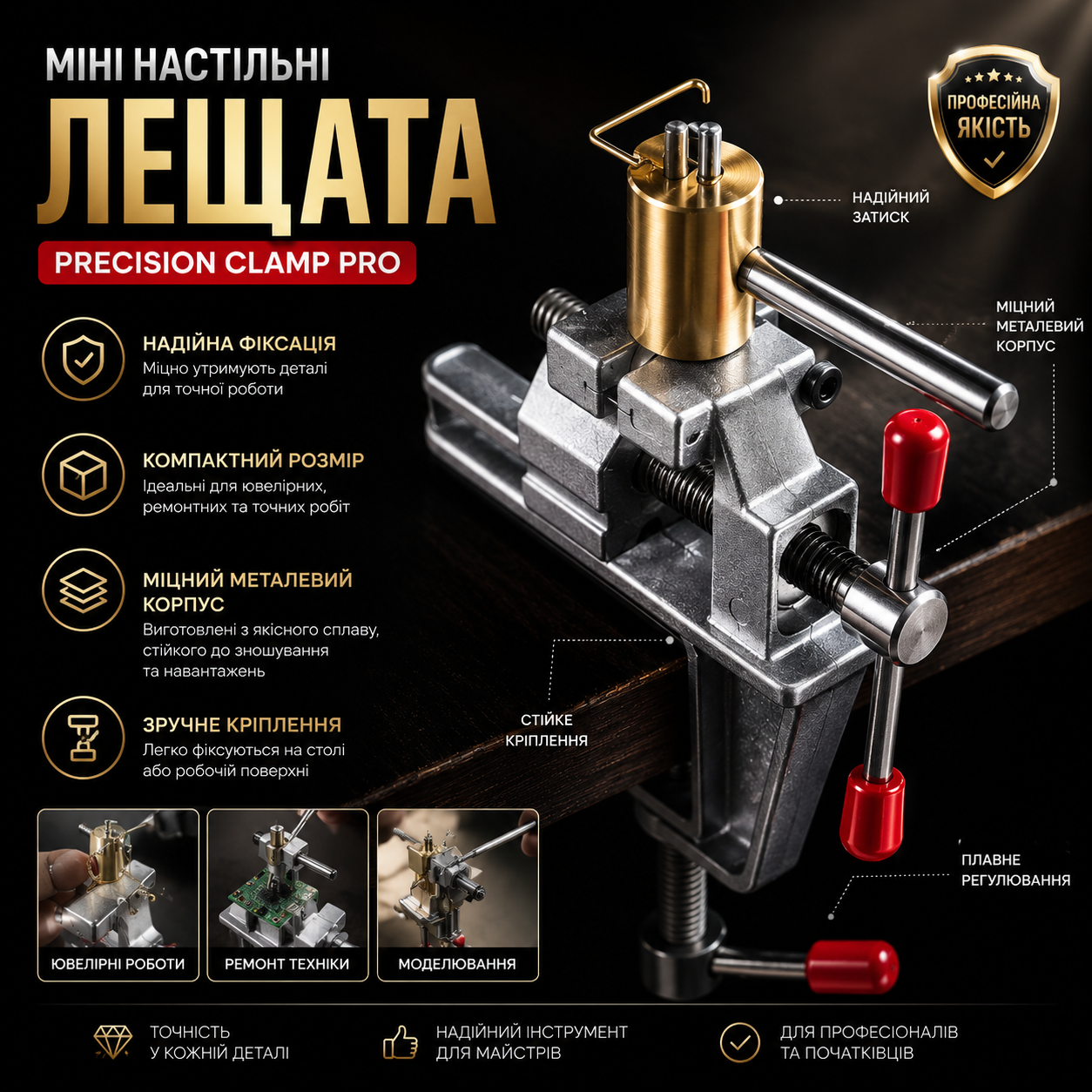 Міні настільні лещата Precision Clamp Pro