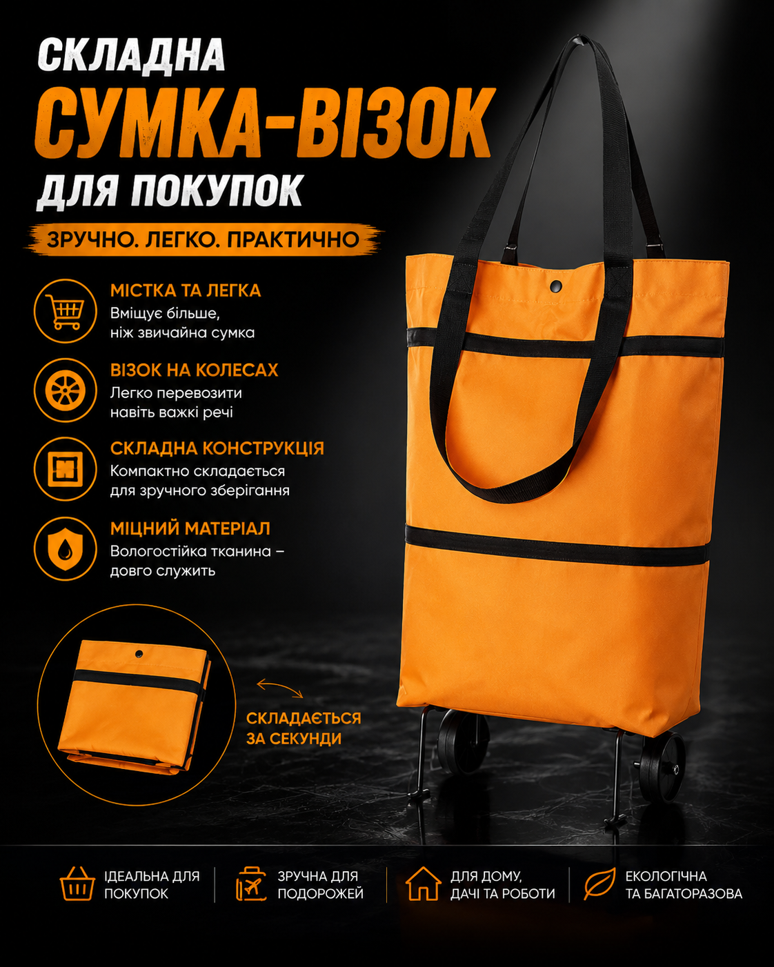 Складна сумка-візок для покупок Easy Cart