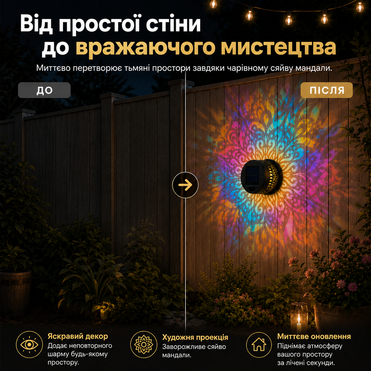 Сонячний світильник, що створює атмосферу захоплення