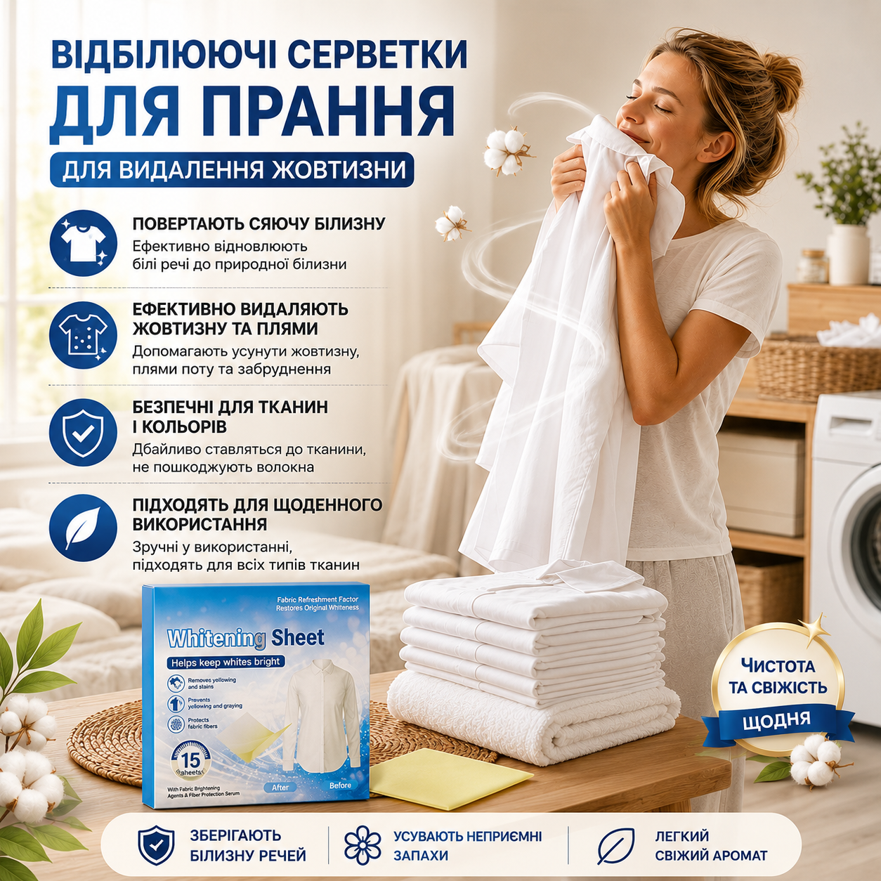 Серветки для відбілювання білизни