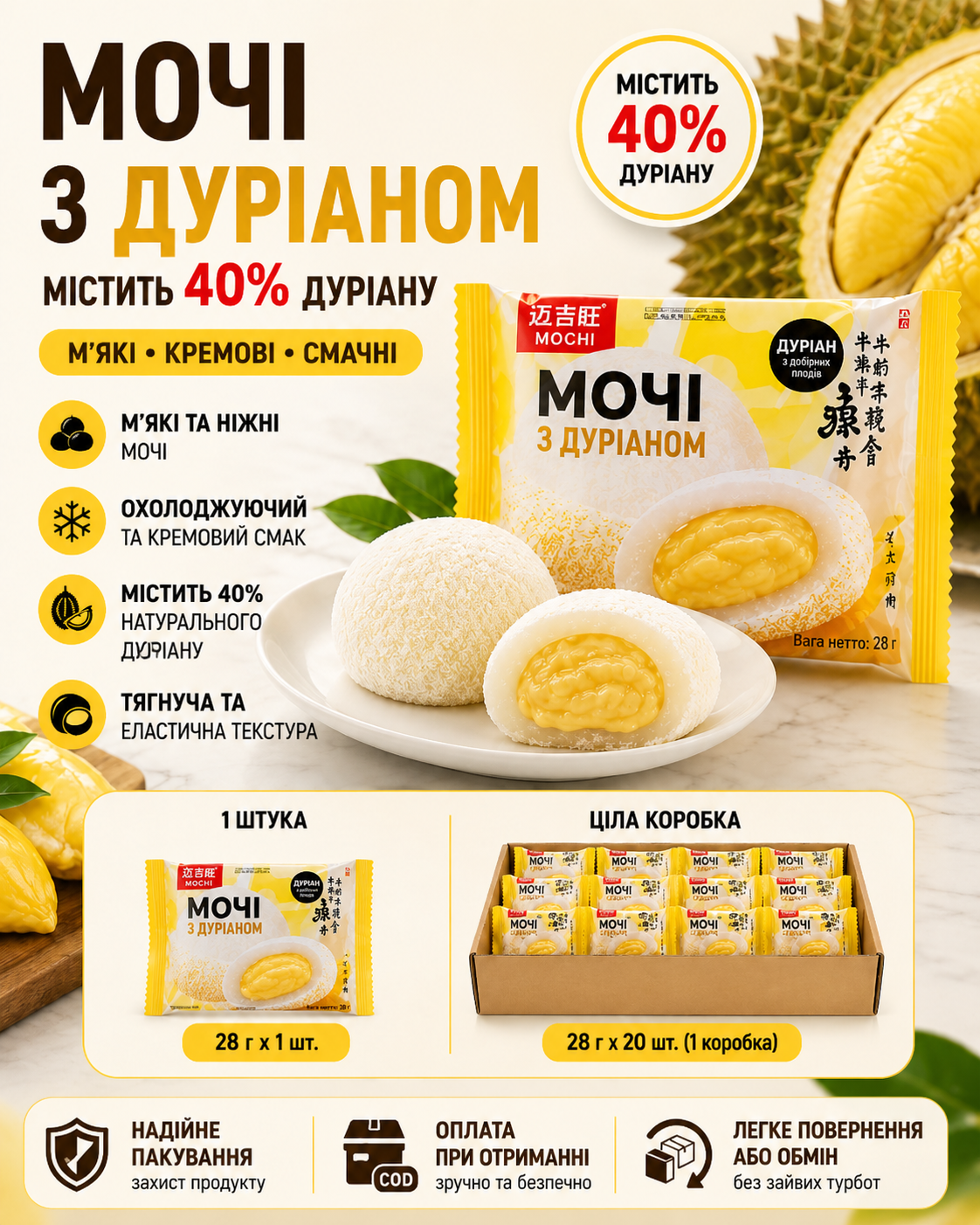Екзотичні Мочі з Кремом Дуріана