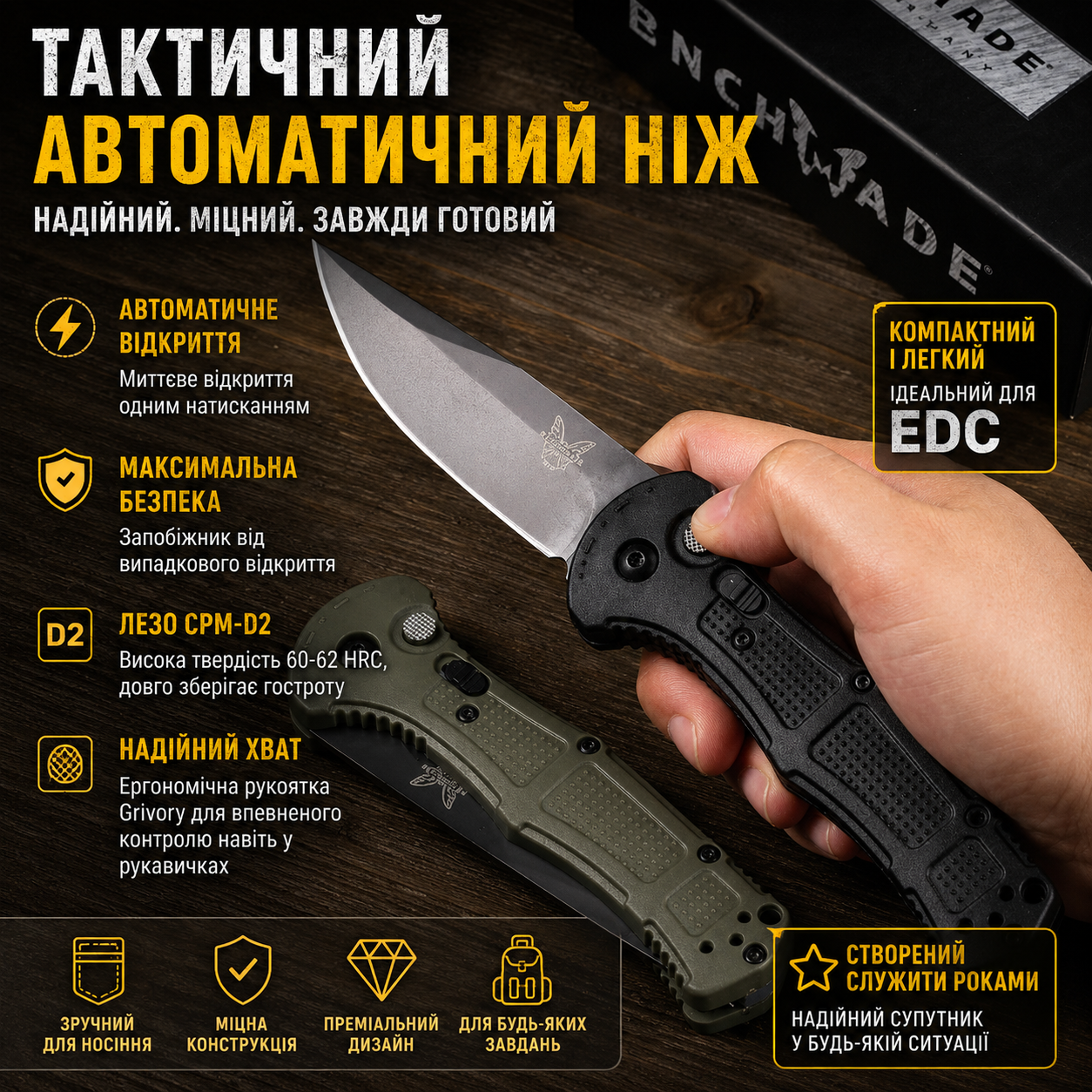 Компактний ніж із довічною надійністю BM 9070BK