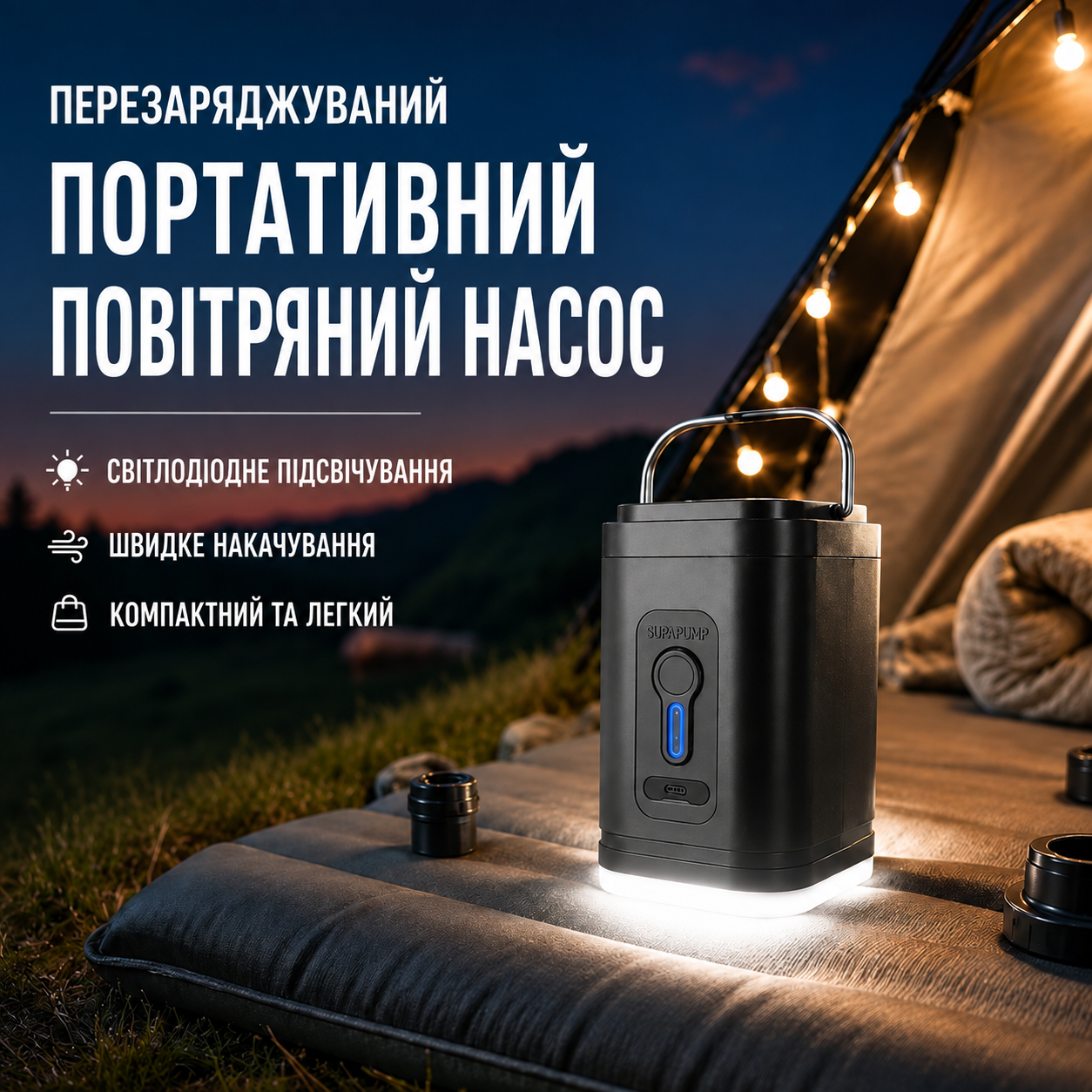 Компактний насос для надування та здування