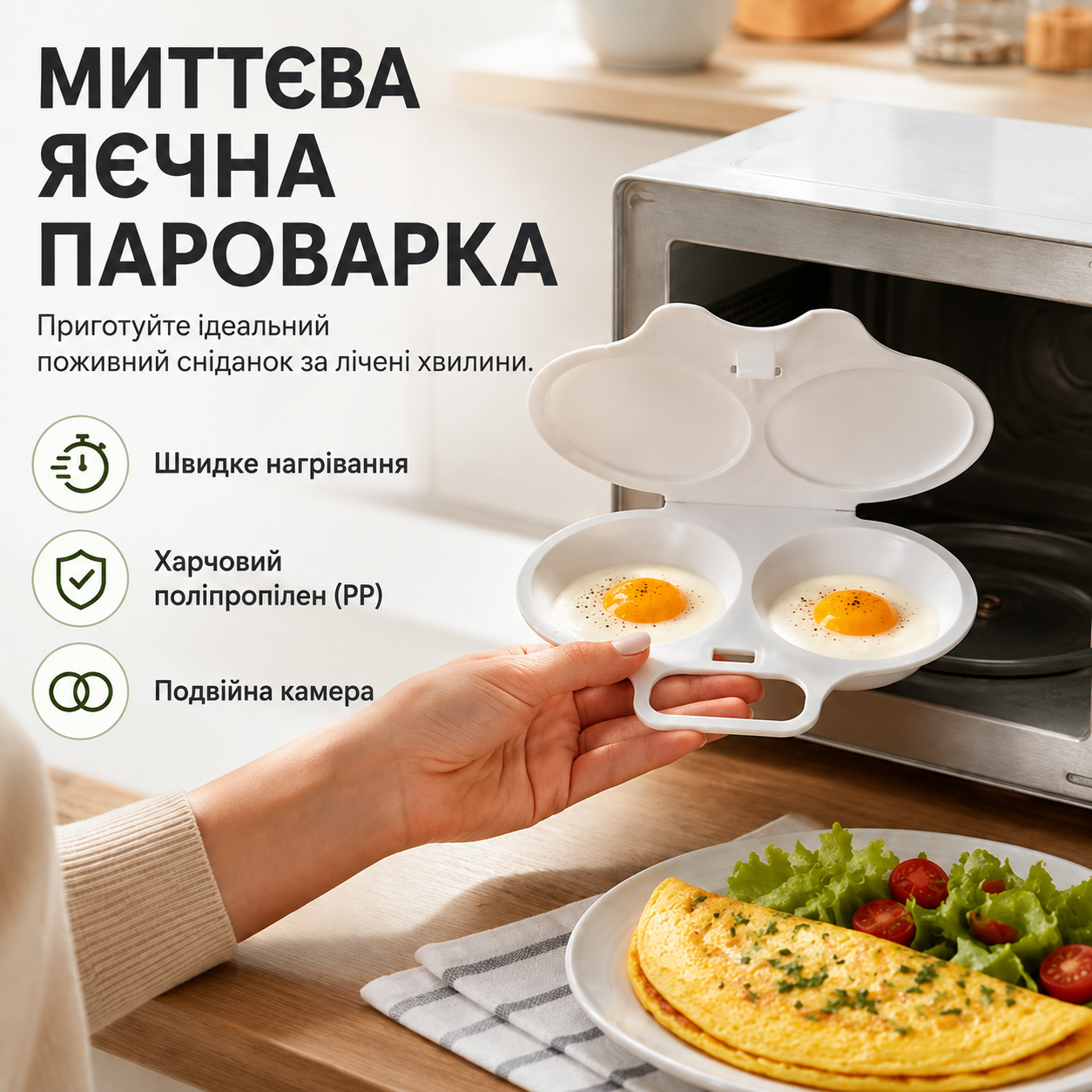 Форма для приготування яєць у мікрохвильовці